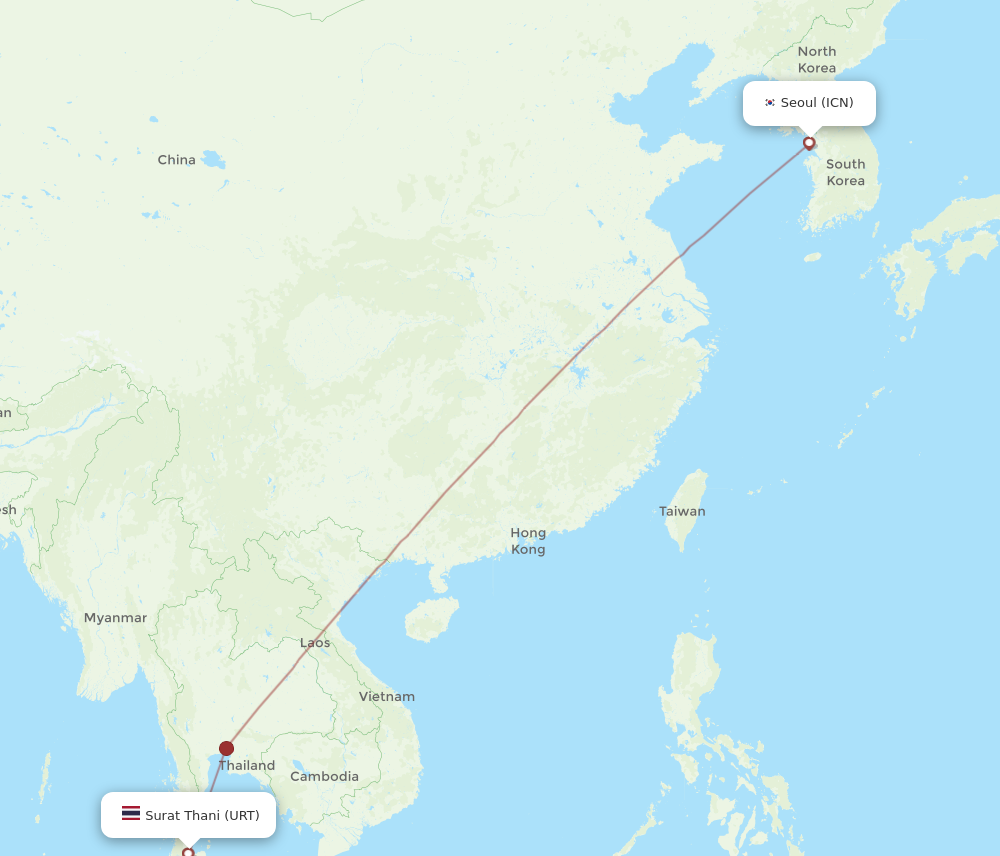 ICN to URT flights and routes map