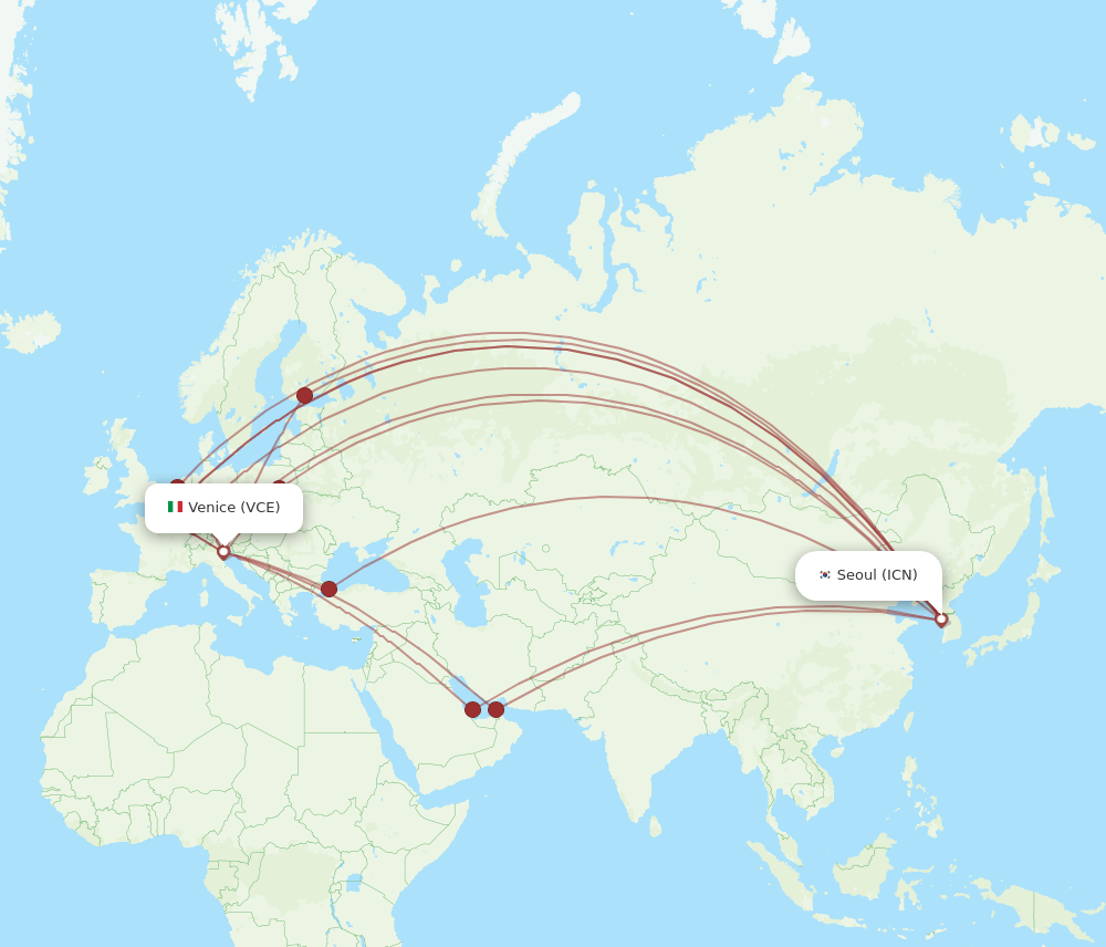 ICN to VCE flights and routes map