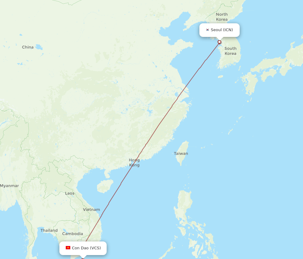 ICN to VCS flights and routes map