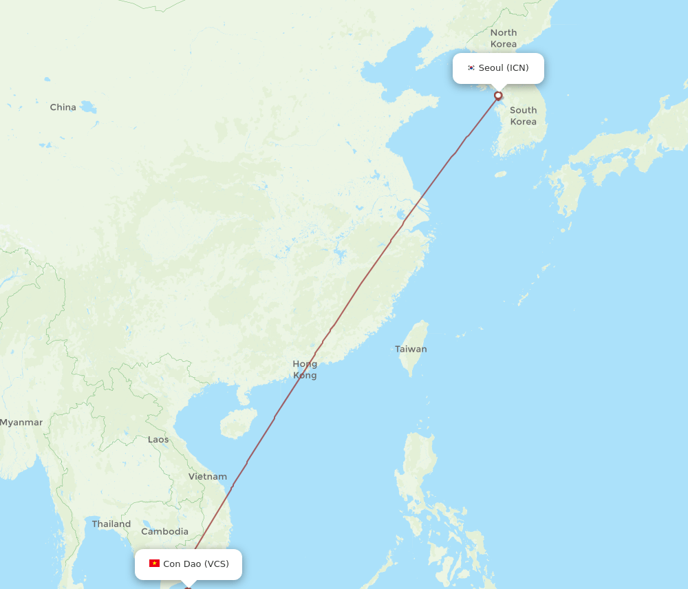 ICN-VCS flight routes