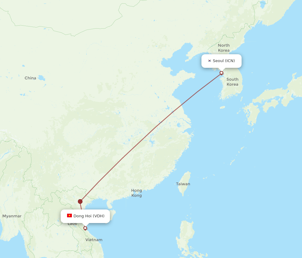 ICN to VDH flights and routes map