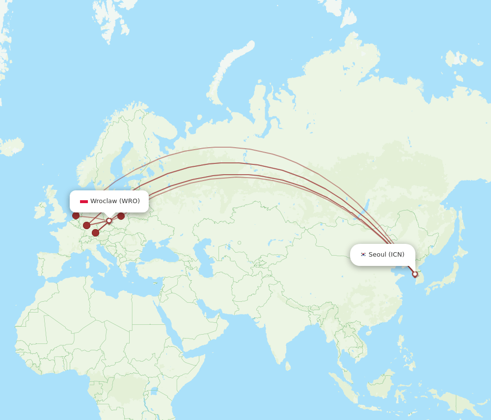 ICN-WRO flight routes