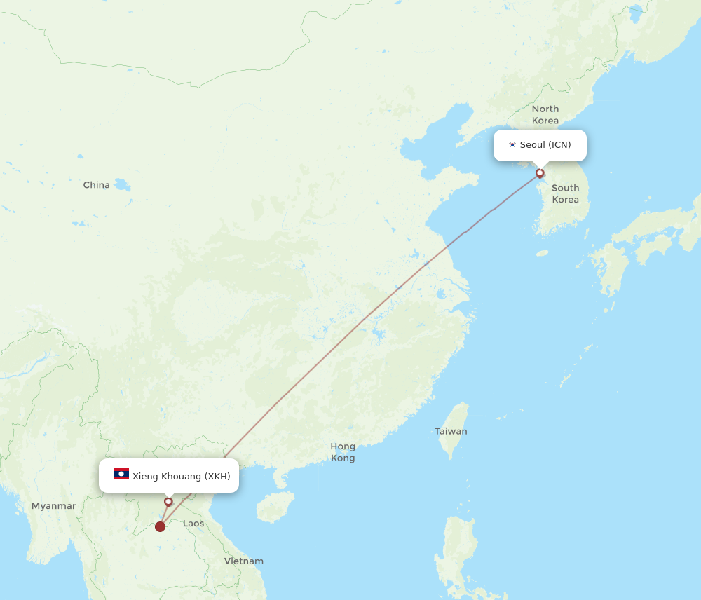 ICN to XKH flights and routes map