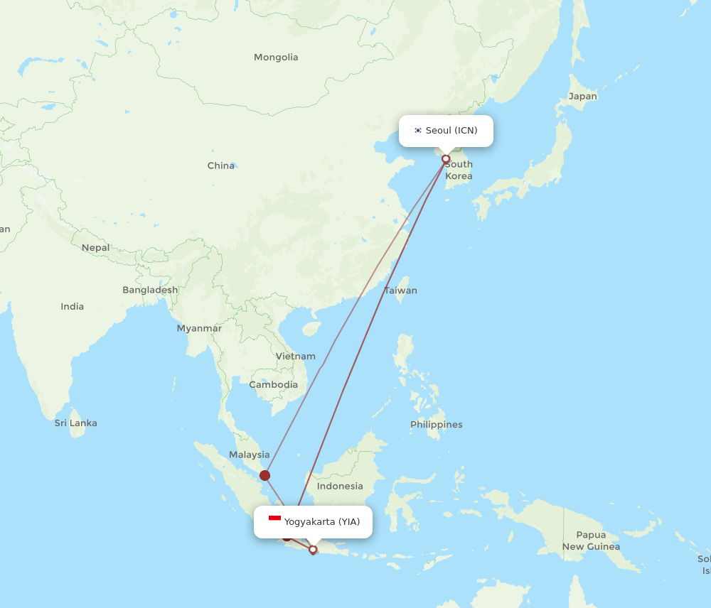 ICN-YIA flight routes
