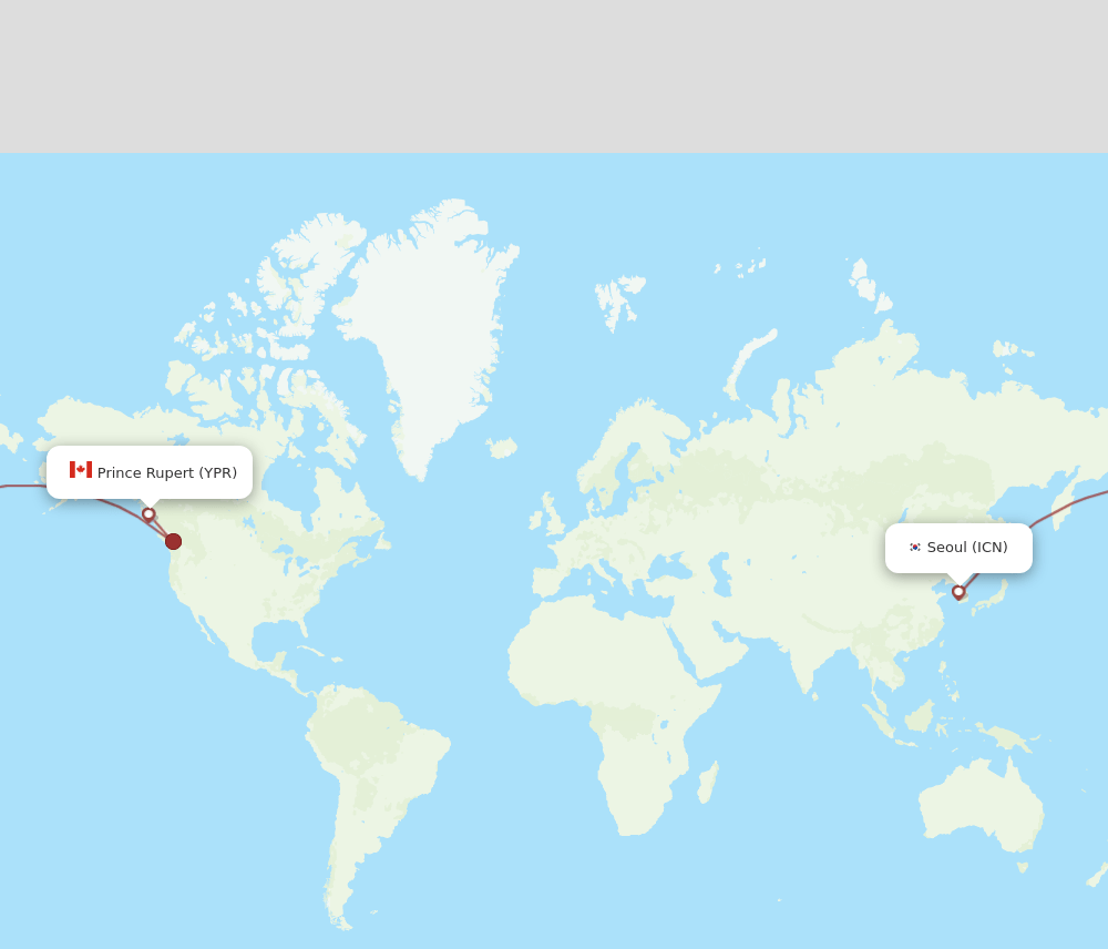 ICN to YPR flights and routes map