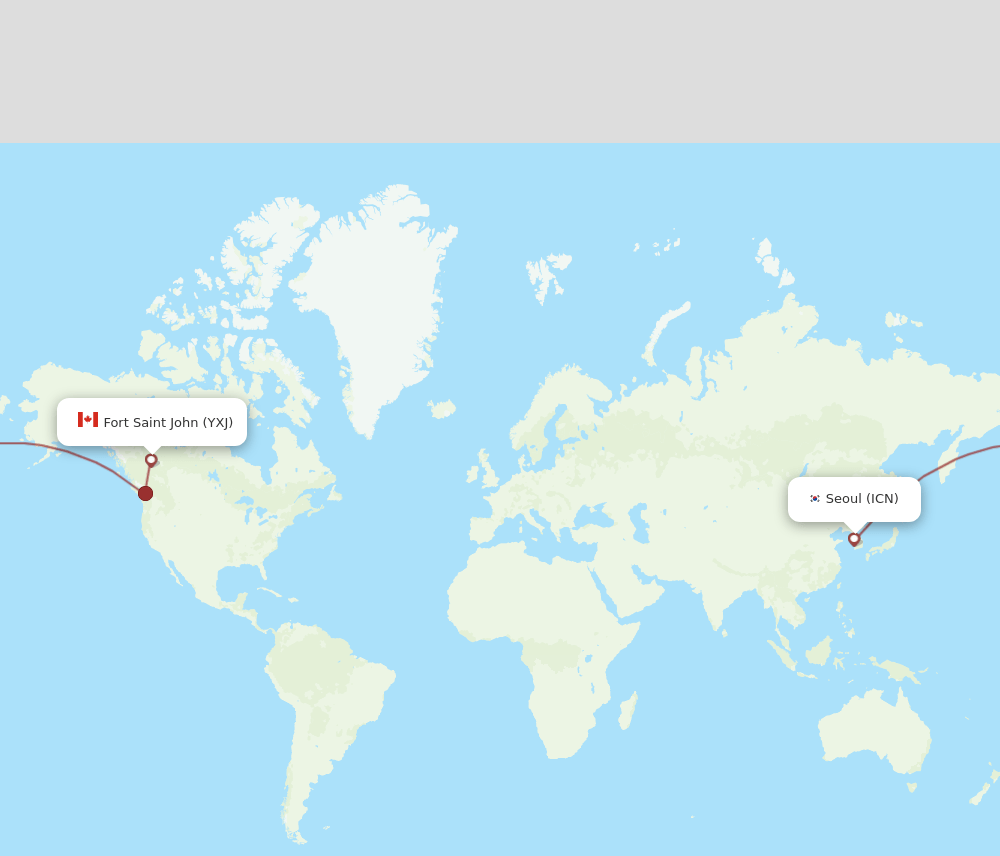 ICN-YXJ flight routes