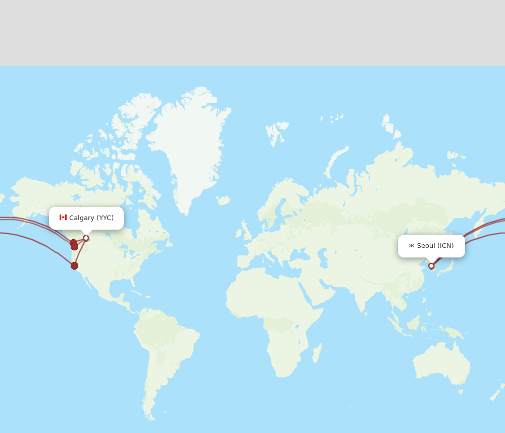 ICN to YYC flights and routes map