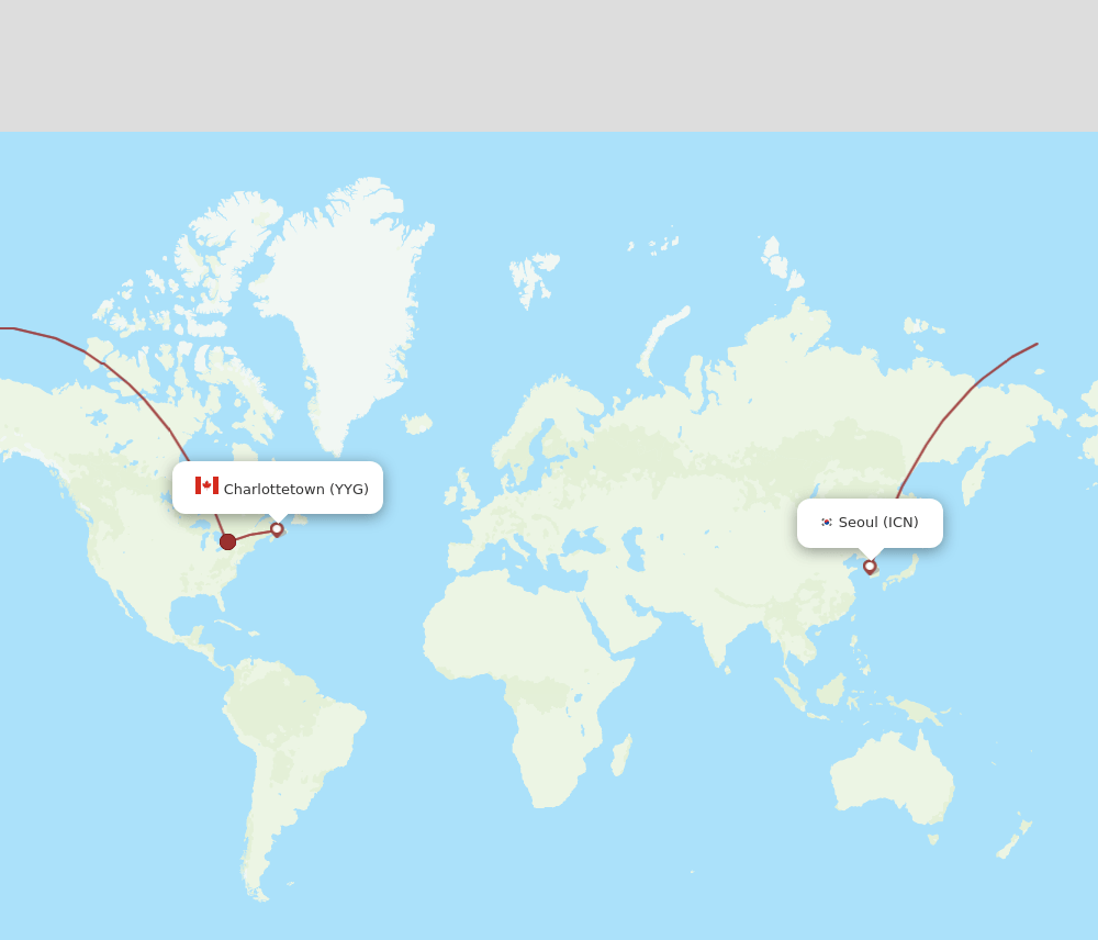 ICN to YYG flights and routes map