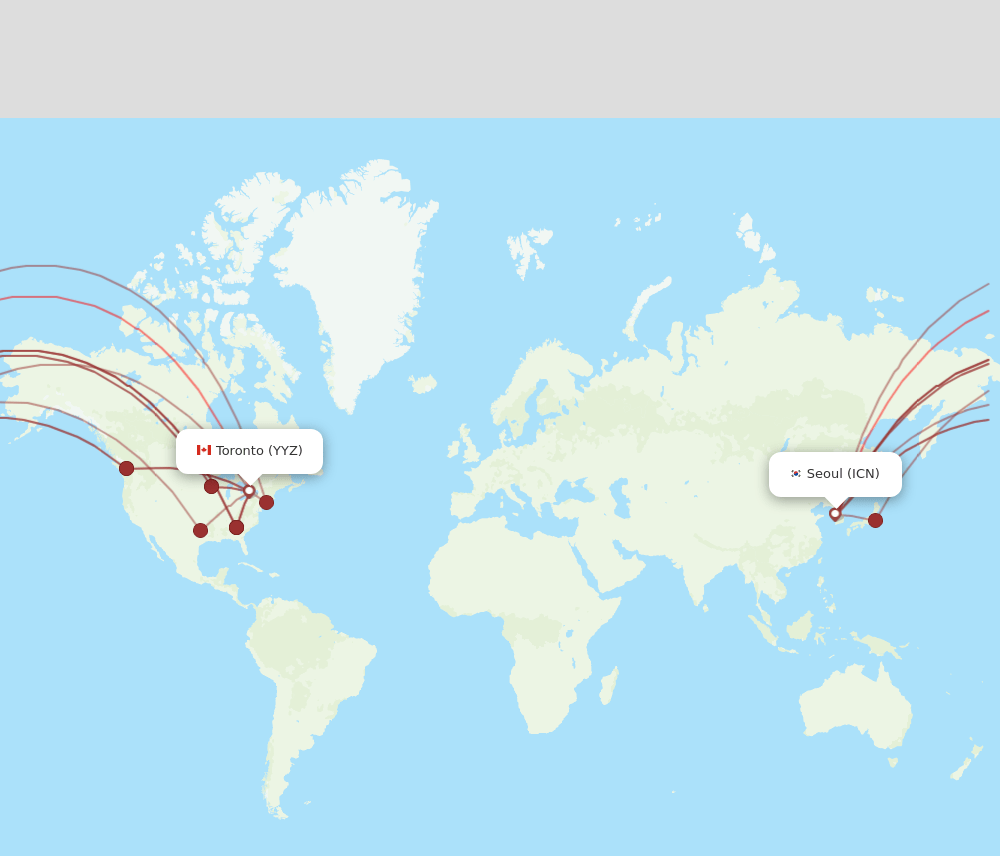 ICN to YYZ flights and routes map