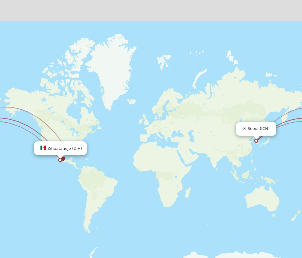 ICN-ZIH flight routes