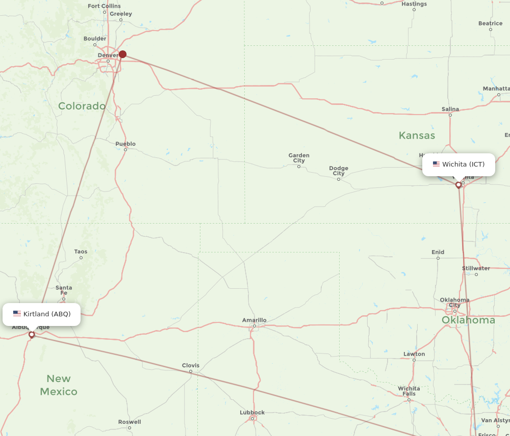 ICT to ABQ flights and routes map