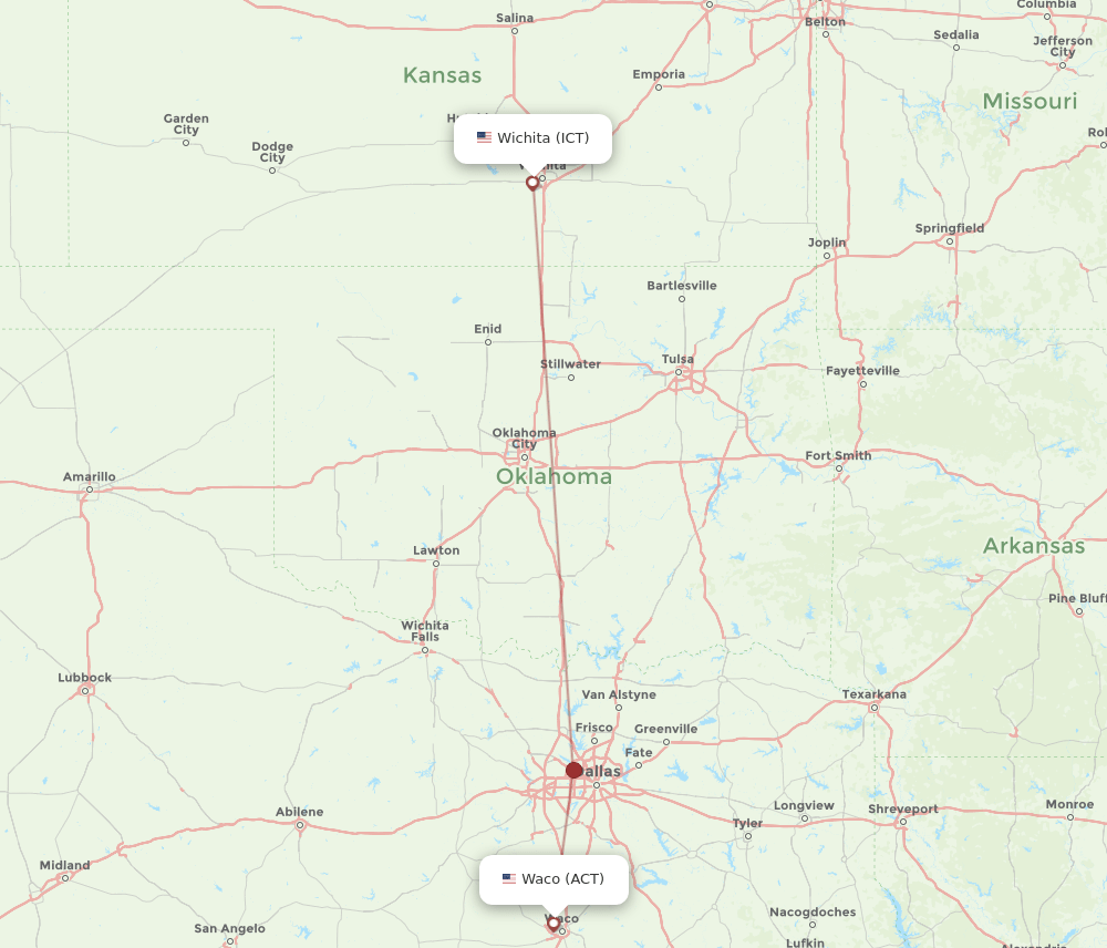 ICT-ACT flight routes