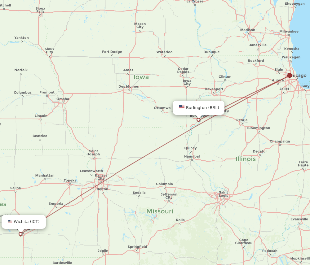 ICT-BRL flight routes