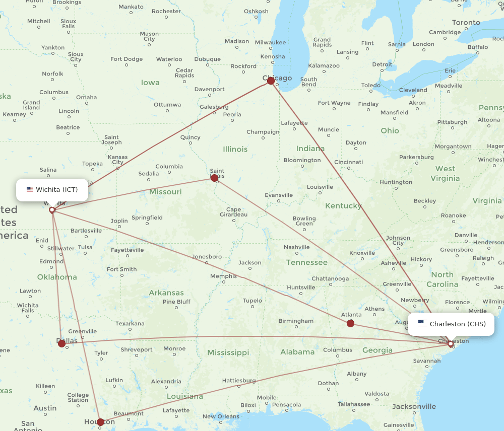 ICT-CHS flight routes