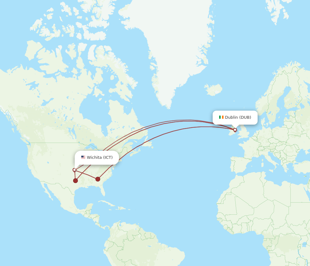 ICT-DUB flight routes