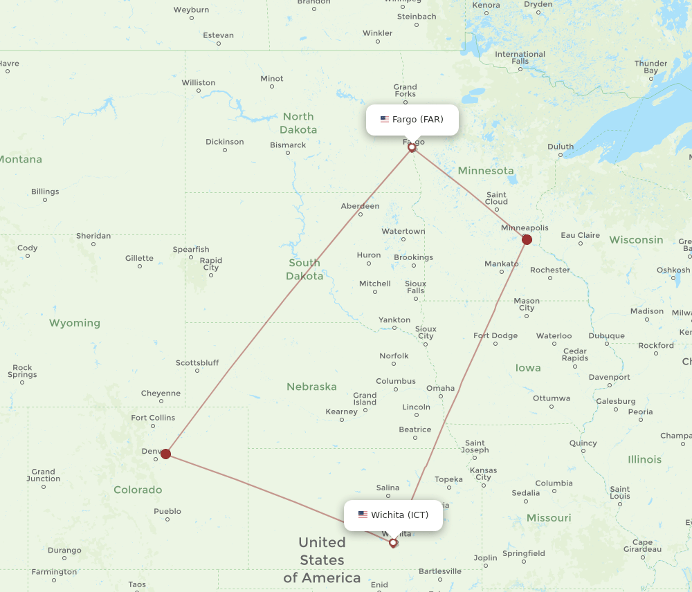 ICT-FAR flight routes