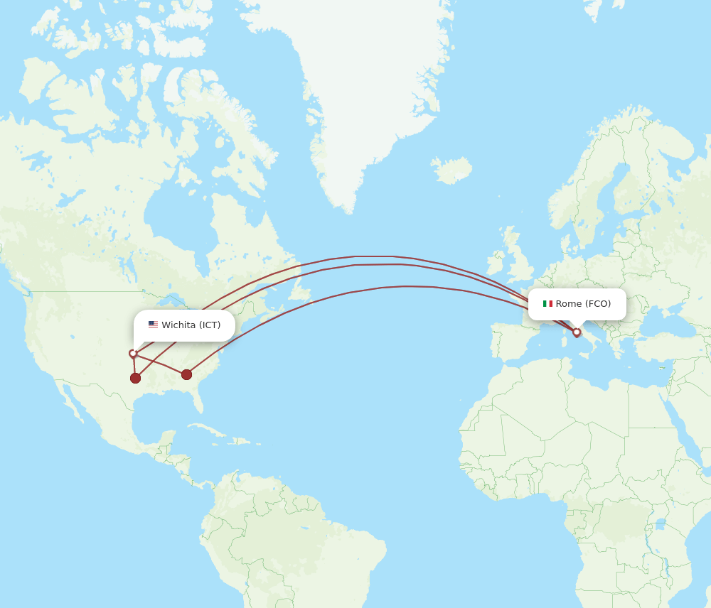 ICT-FCO flight routes