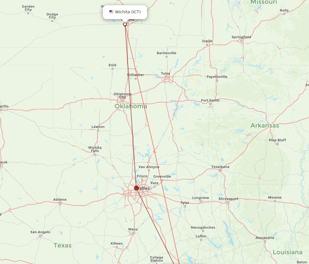 ICT-IAH flight routes
