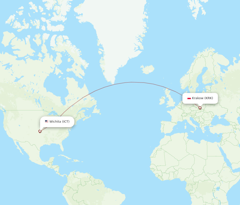 ICT-KRK flight routes