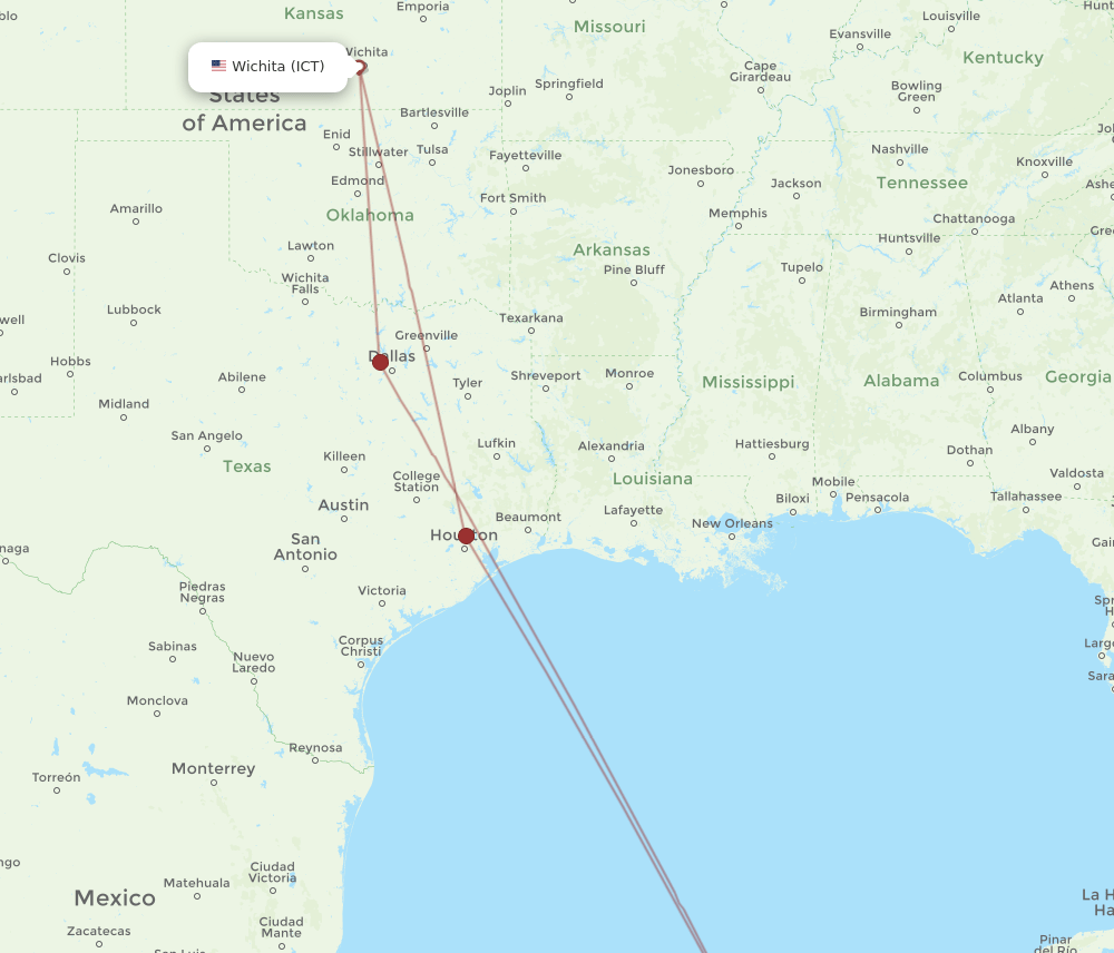 ICT-MID flight routes