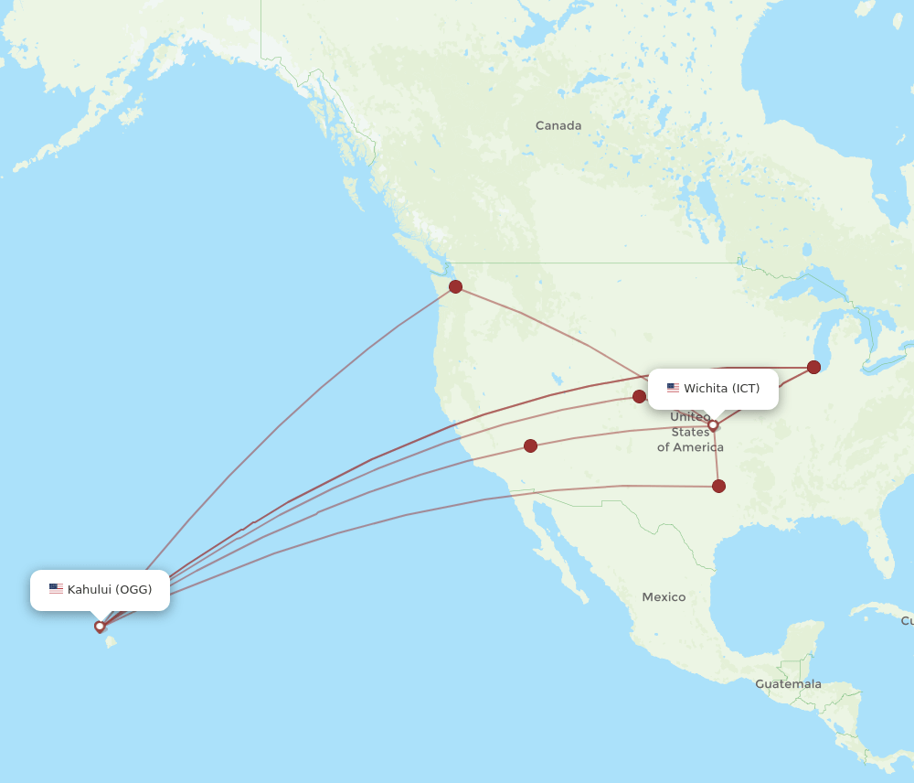 ICT-OGG flight routes