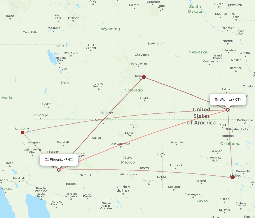 ICT-PHX flight routes