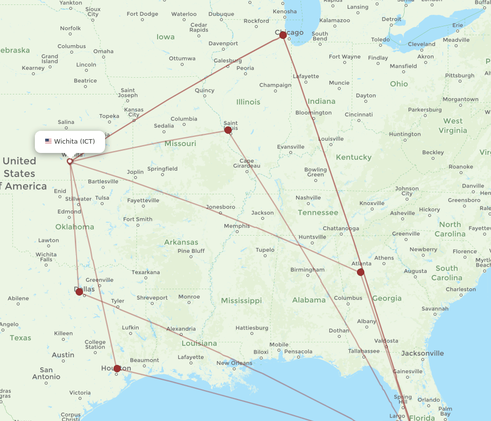 ICT-RSW flight routes