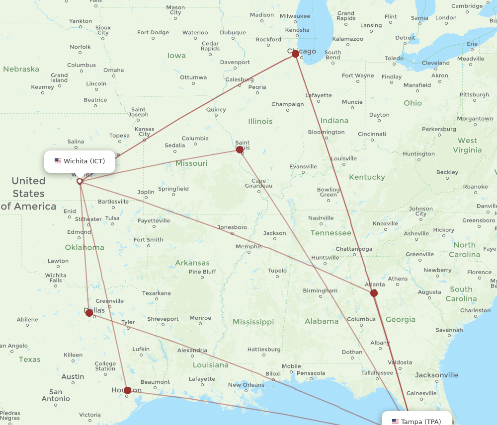 ICT-TPA flight routes