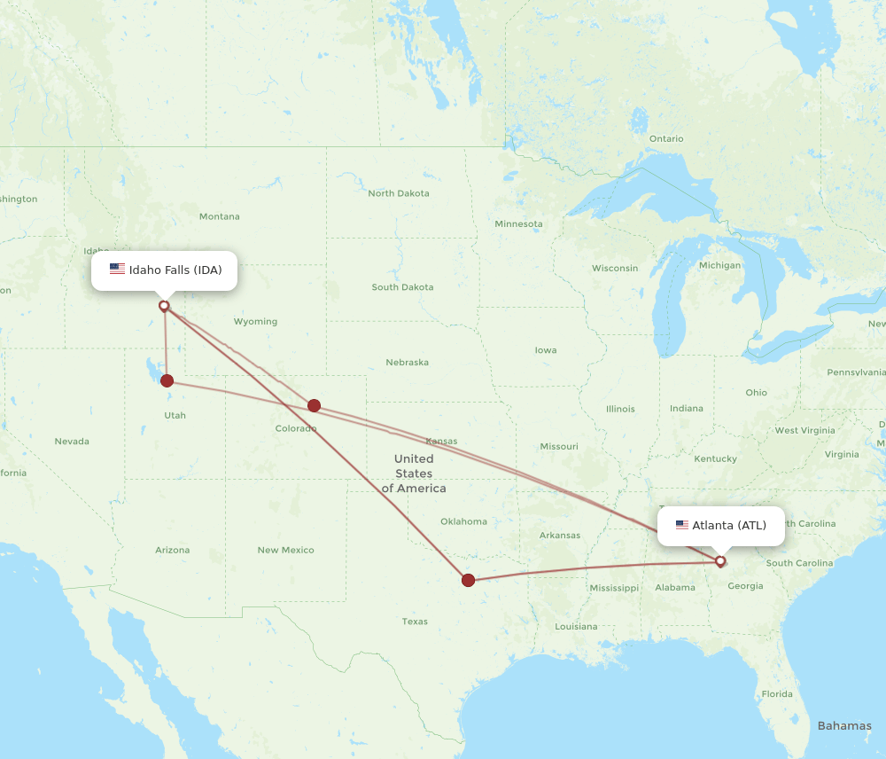 IDA-ATL flight routes