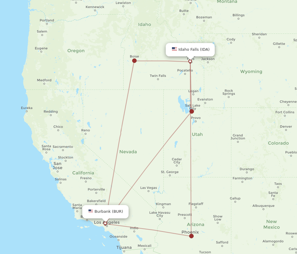 IDA-BUR flight routes