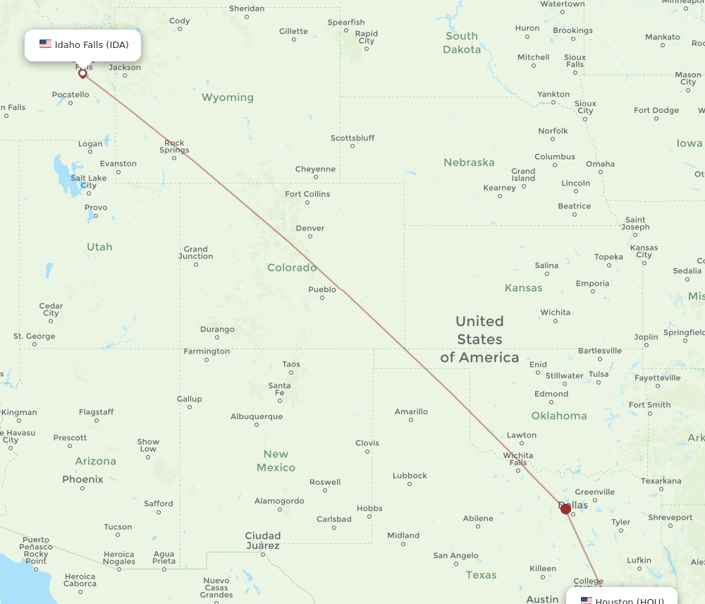 IDA-HOU flight routes