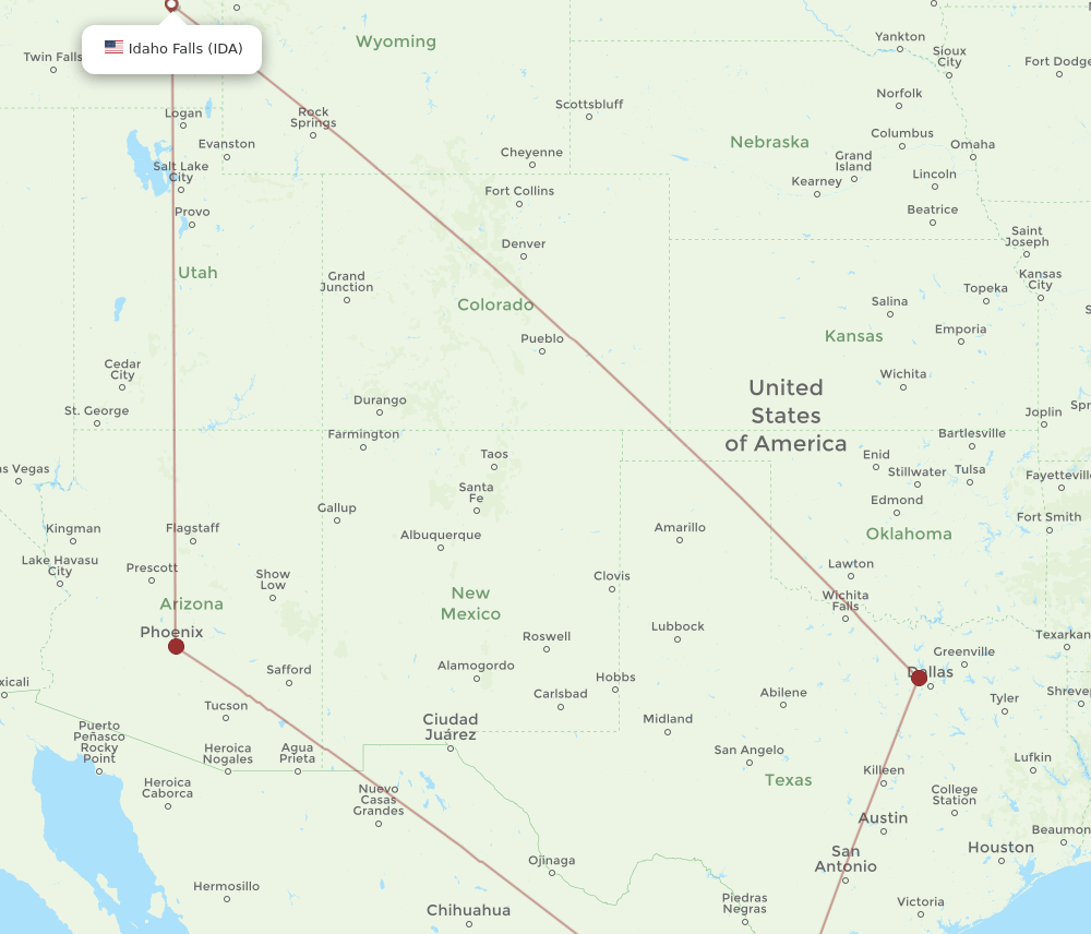 IDA-MTY flight routes