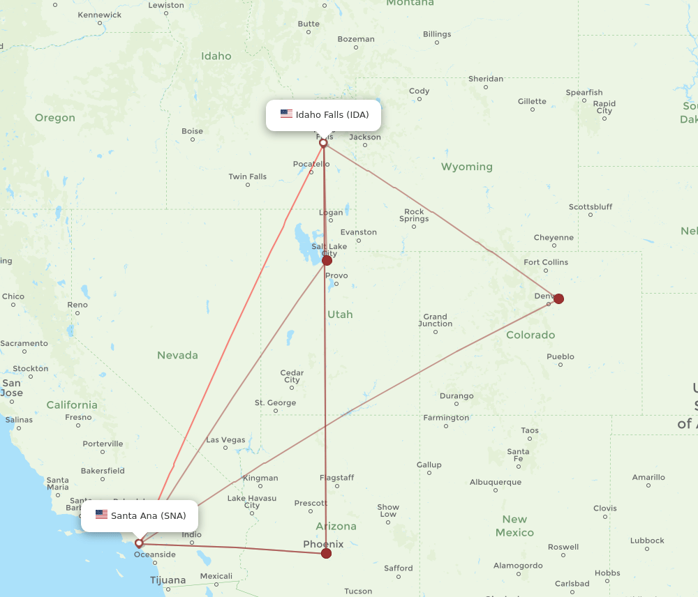 IDA-SNA flight routes