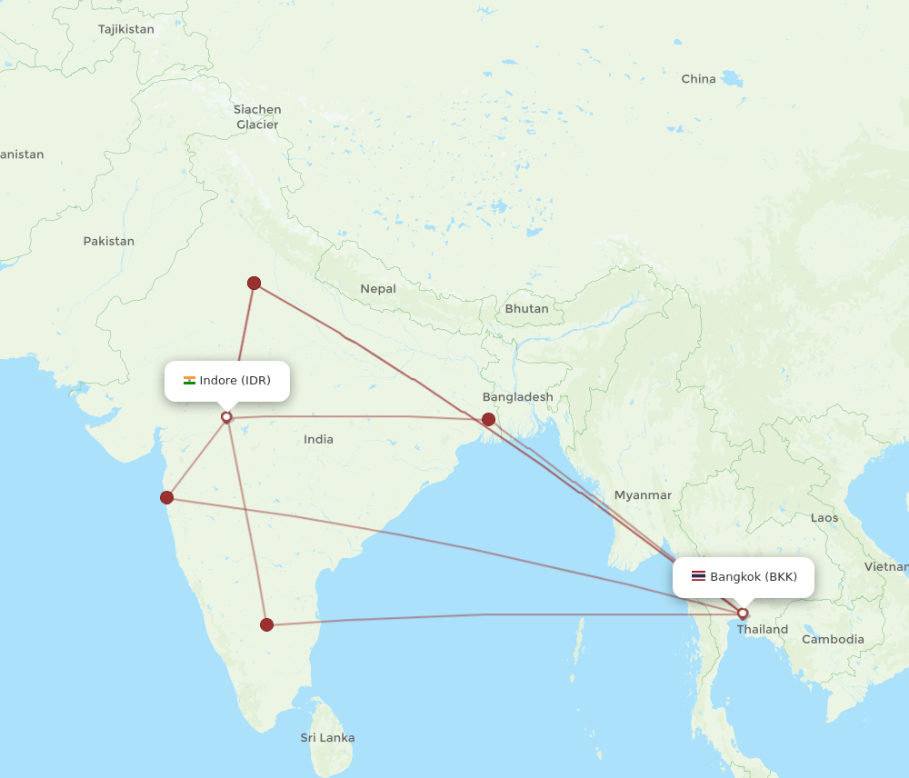 IDR to BKK flights and routes map