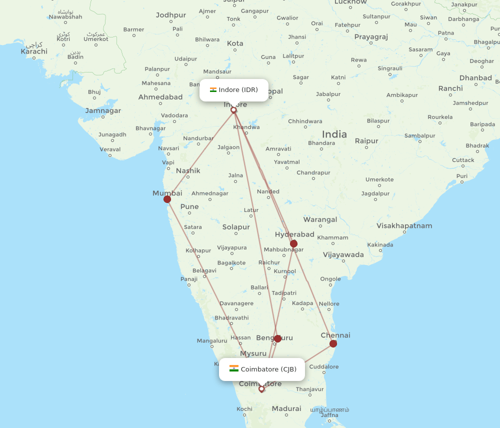 IDR-CJB flight routes