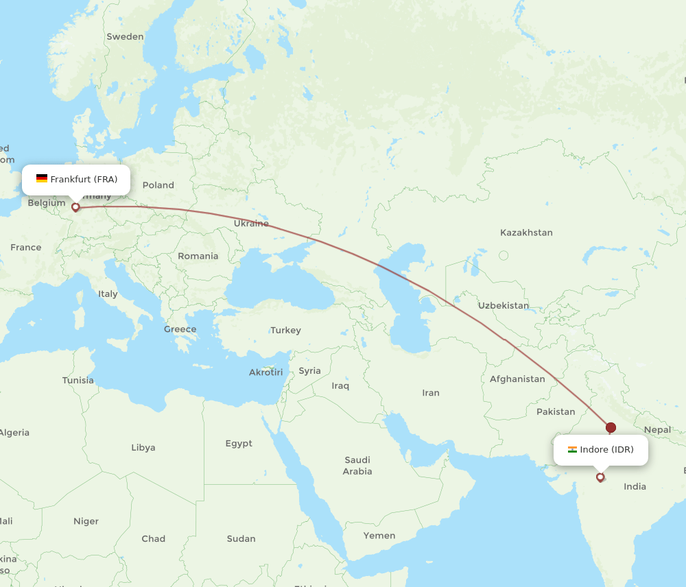 IDR to FRA flights and routes map