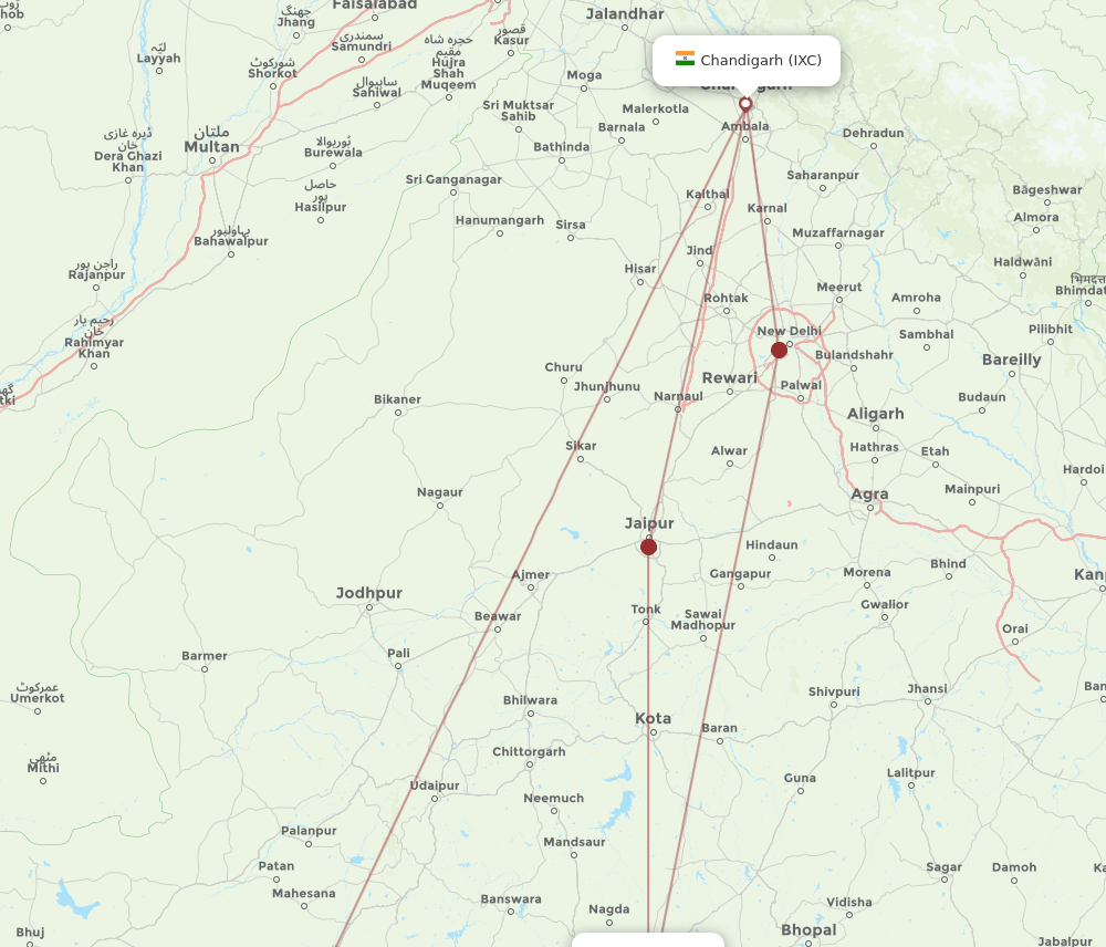 IDR-IXC flight routes