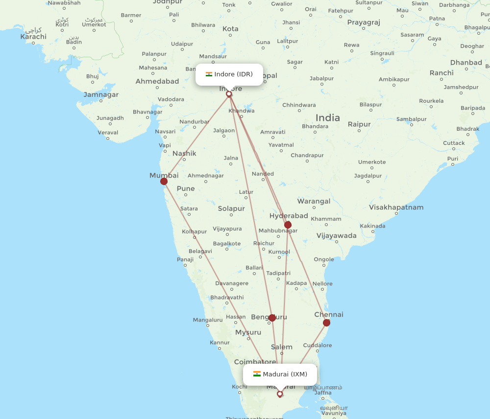 IDR-IXM flight routes