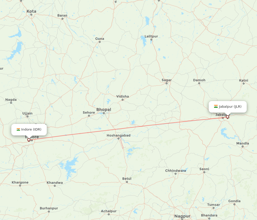 IDR to JLR flights and routes map