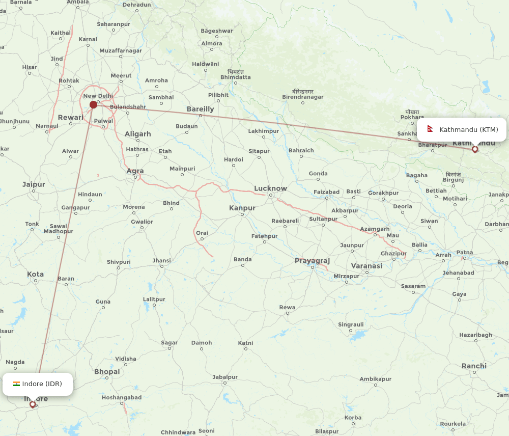 IDR-KTM flight routes