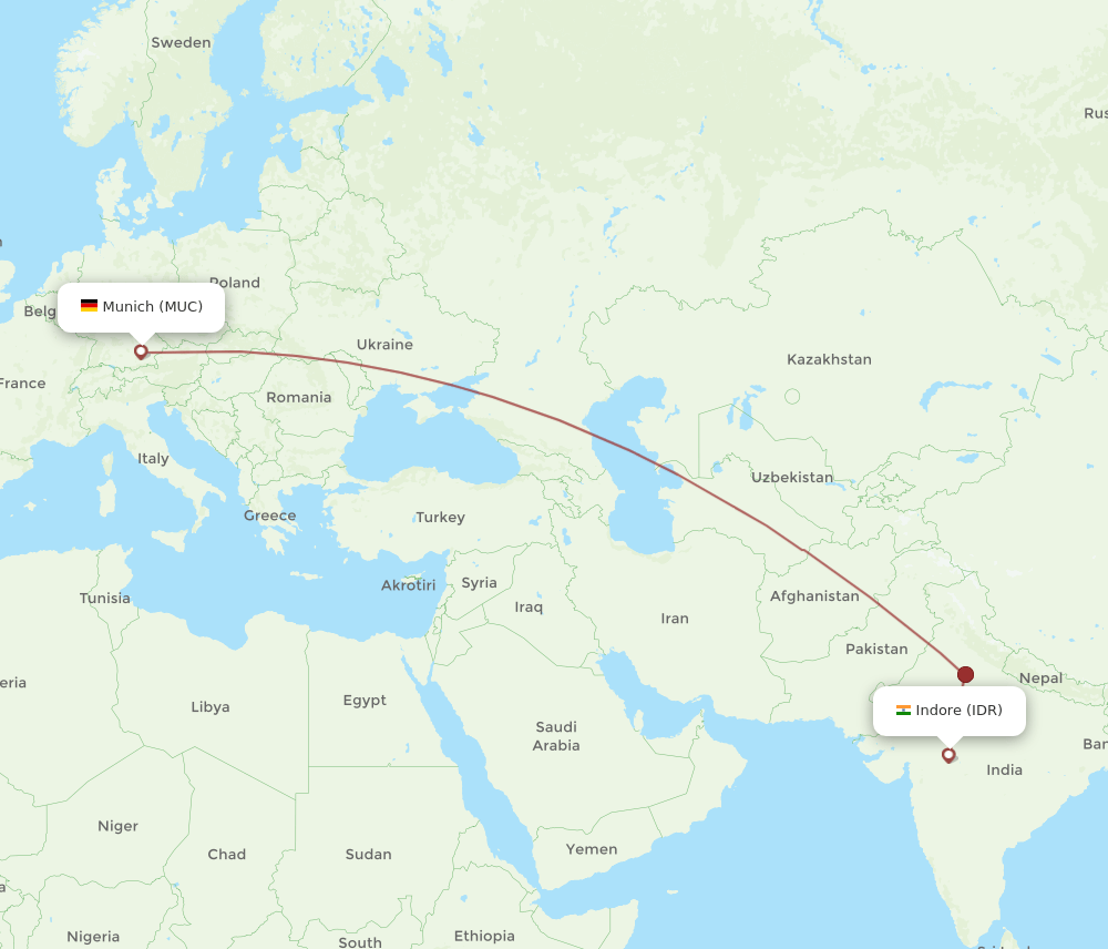 IDR to MUC flights and routes map