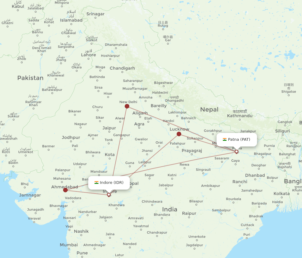 IDR to PAT flights and routes map
