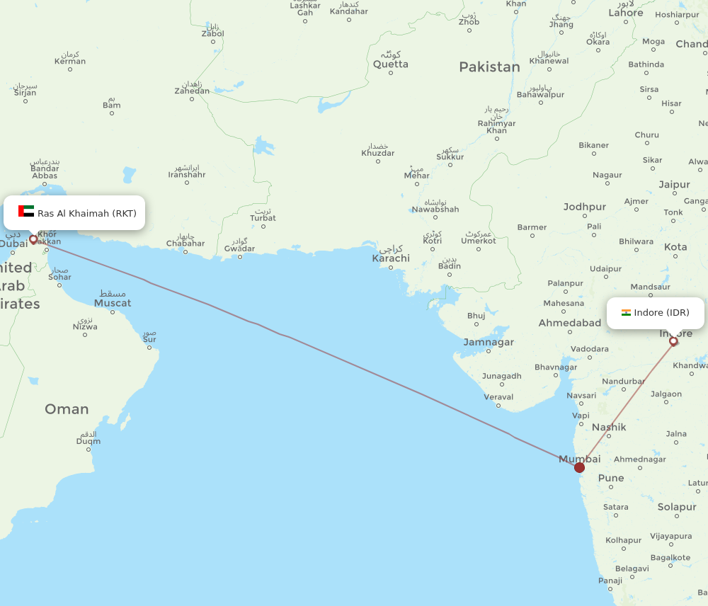 IDR to RKT flights and routes map