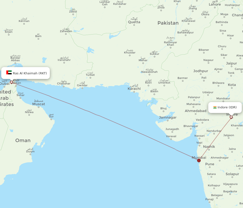 IDR-RKT flight routes