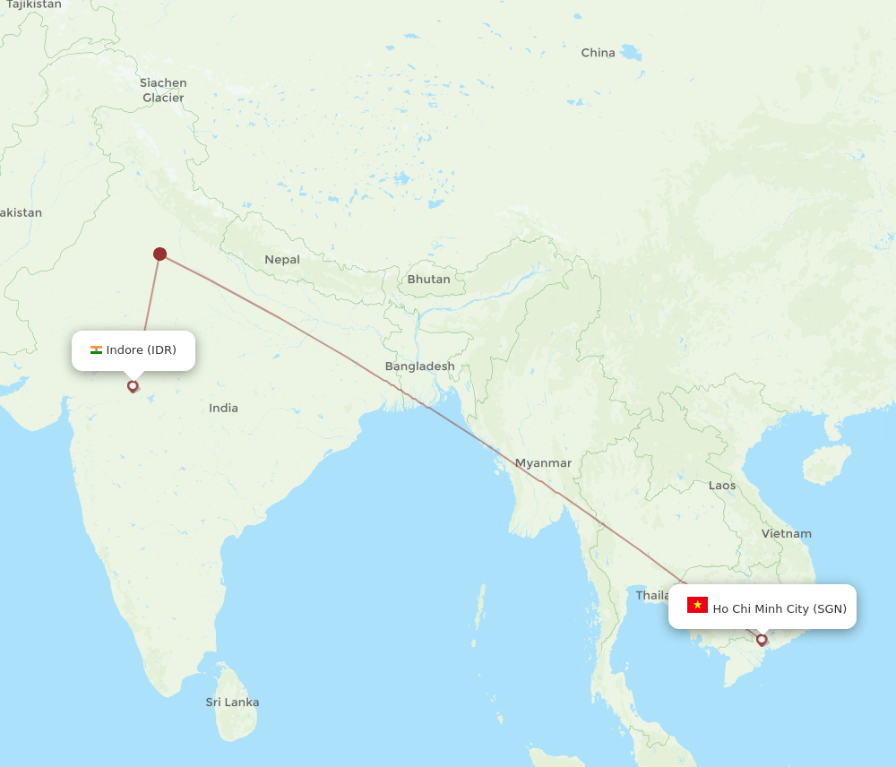 IDR-SGN flight routes