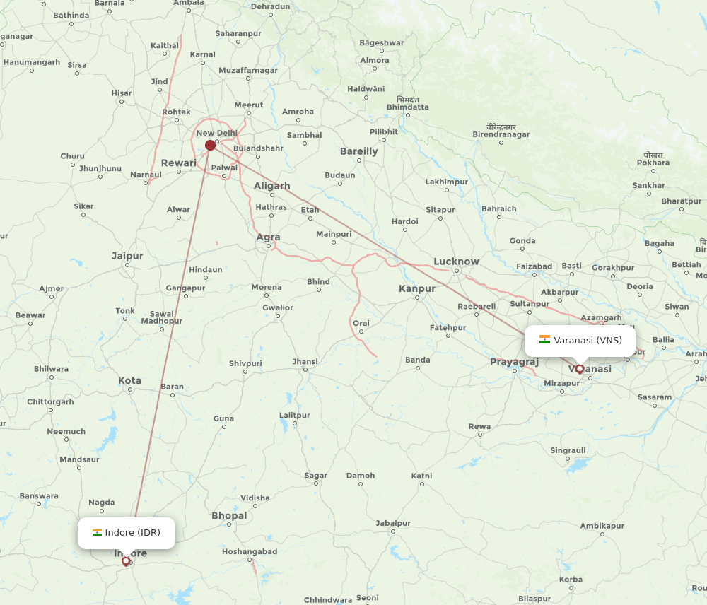 IDR-VNS flight routes