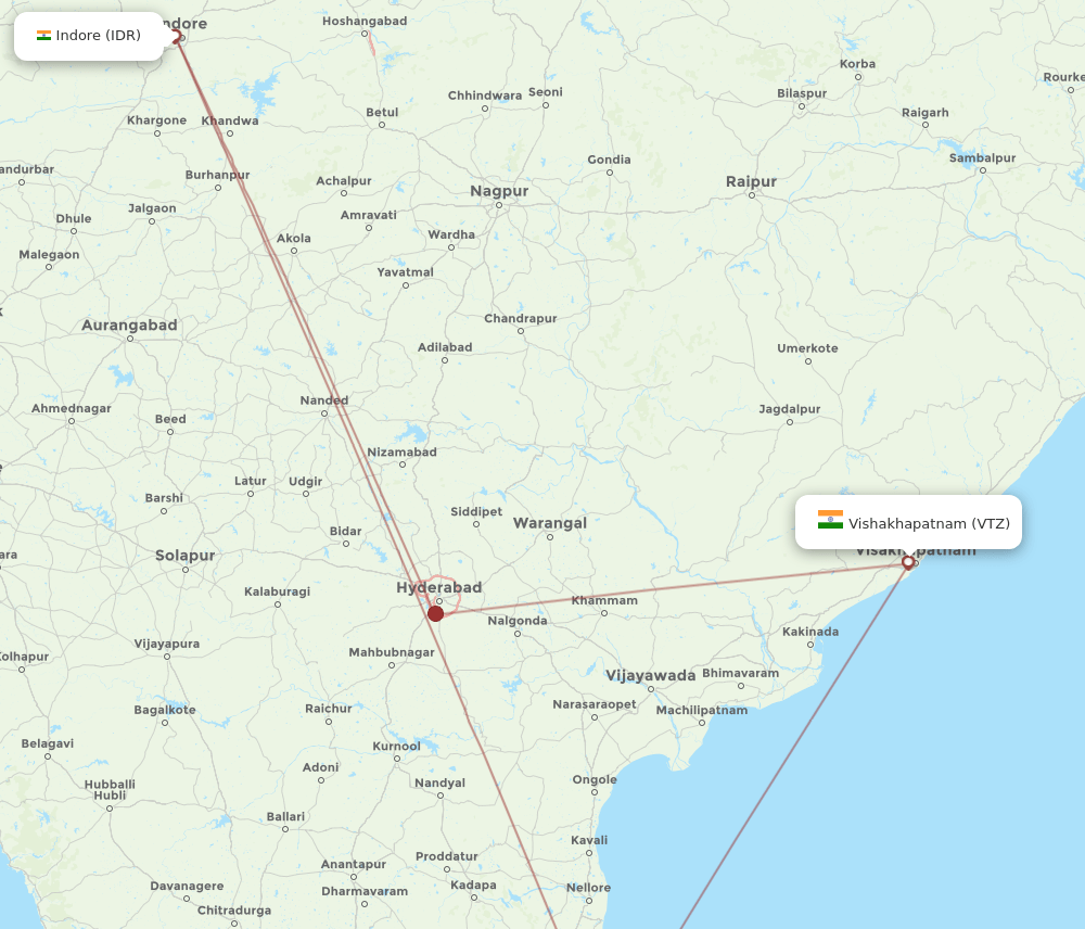 IDR-VTZ flight routes
