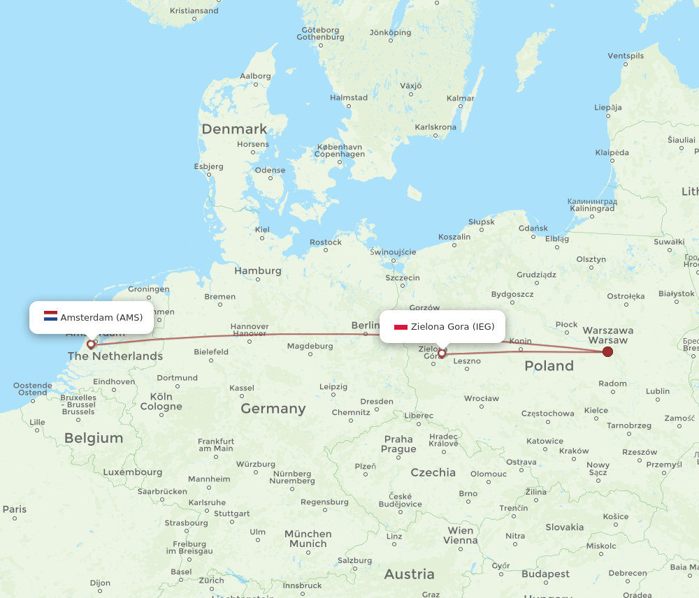 IEG to AMS flights and routes map