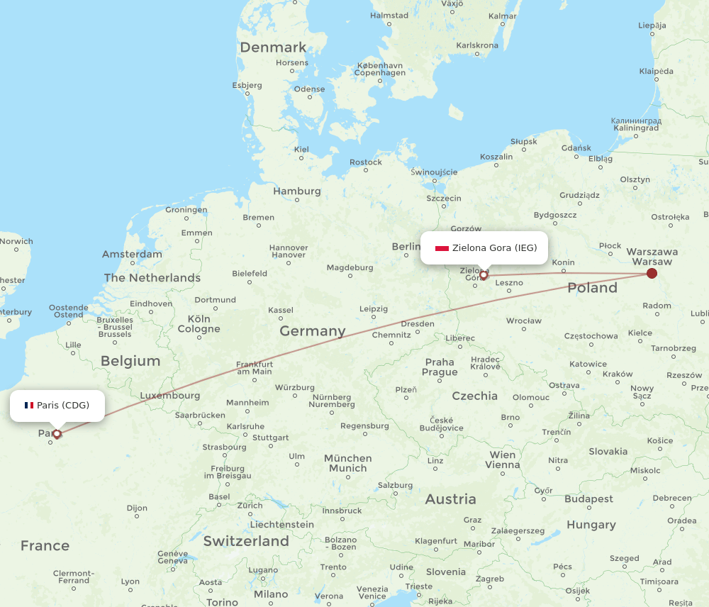 IEG to CDG flights and routes map