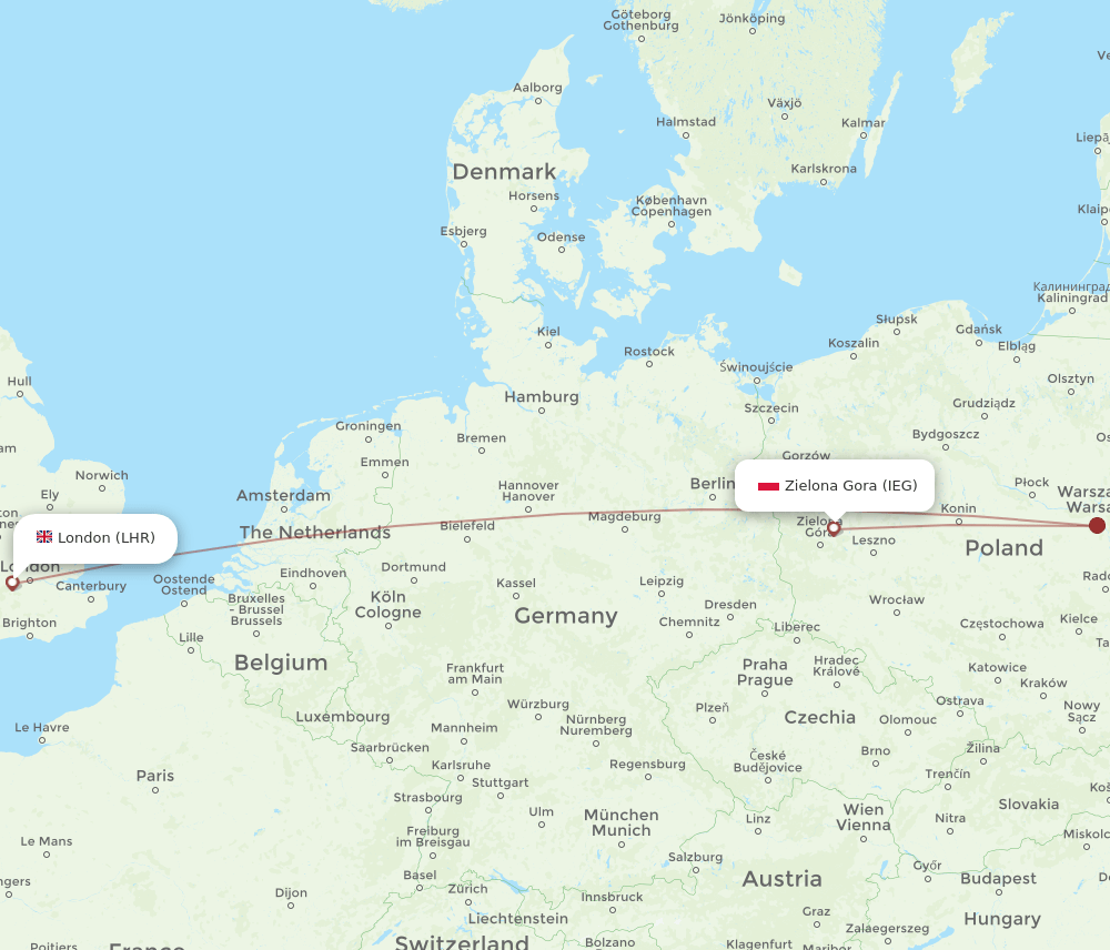 IEG to LHR flights and routes map